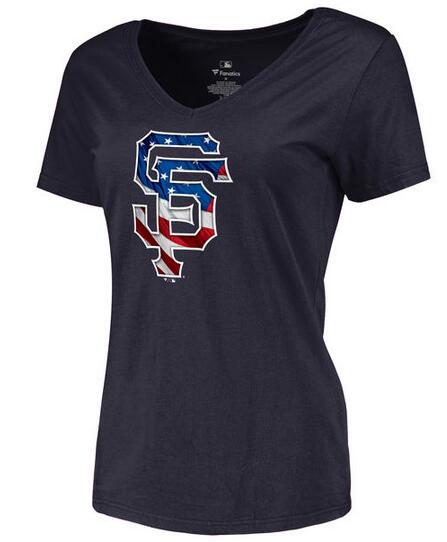Womens San Francisco Giants Navy Banner Wave Slim Fit Baseball T-Shirt8