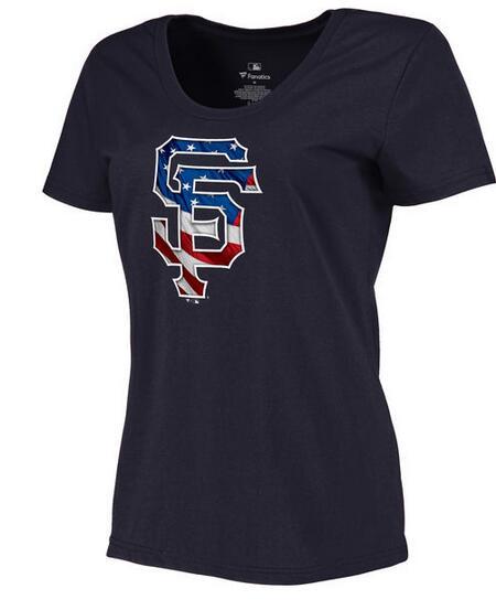 Women's San Francisco Giants Navy Plus Sizes MLB Baseball Banner Wave T-Shirt