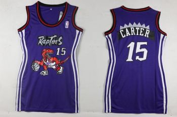 Women Toronto Raptors #15 Vince Carter Purple Dress Stitched NBA Jersey