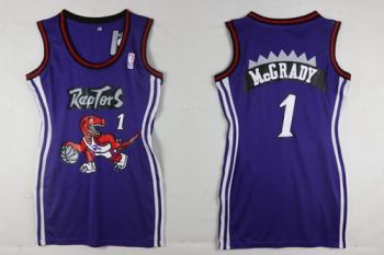 Women Toronto Raptors #1 Tracy Mcgrady Purple Dress Stitched NBA Jersey