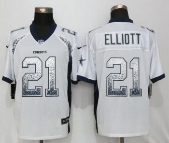 Mens Dallas Cowboys #21 Ezekiel Elliott New Nike NFL White Stitched Elite Drift Fashion Jersey