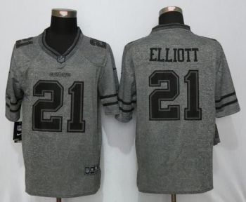 Mens Dallas Cowboys #21 Ezekiel Elliott New Nike Gray Stitched Gridiron Gray Fashion Limited NFL Jersey
