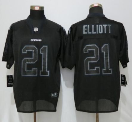 Mens Dallas Cowboys #21 Ezekiel Elliott New Nike Lights Out Black Elite Stitched NFL Jersey