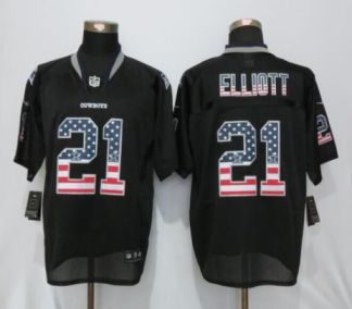 Mens Dallas Cowboys #21 Ezekiel Elliott New Nike Black USA Flag Fashion Elite Stitched NFL Jerseys