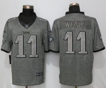 Mens Philadelphia Eagles #11 Carson Wentz Nike Gray Stitched Gridiron Gray Fashion Limited Jersey