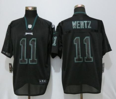 Mens Philadelphia Eagles #11 Carson Wentz New Nike Lights Out Black Elite Stitched NFL Jersey
