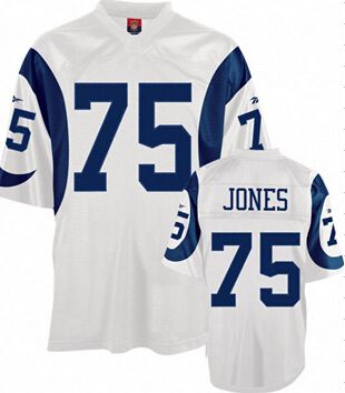 Mens St.Louis Rams #75 Deacon Jones White Blue Premier Throwback Jersey