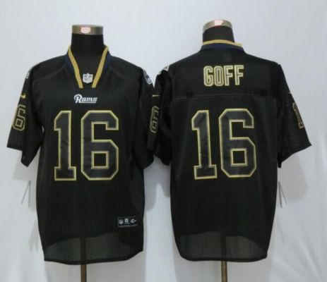 Mens Los Angeles Rams #16 Jared Goff New Nike Lights Out Black Elite Stitched NFL Jersey