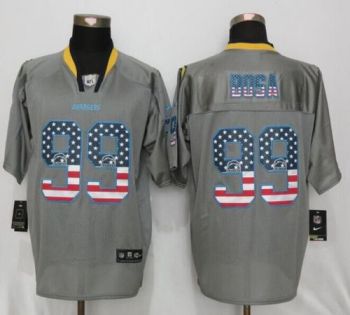 Mens San Diego Charger #99 Joey Bosa USA Flag Fashion New Nike Gray Elite Stitched NFL Jersey