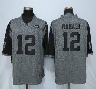 Mens New York Jets #12 Joe Namath Nike Gray Stitched Gridiron Gray Limited Jersey