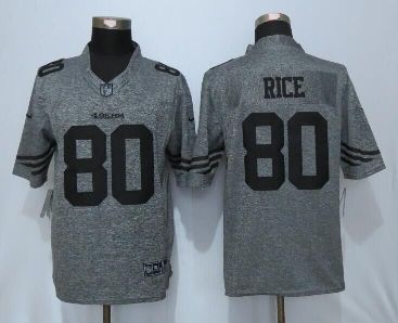 Mens San Francisco 49ers #80 Jerry Rice Nike Gray Stitched Gridiron Gray Limited Jersey