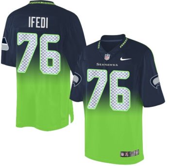 Nike Seahawks #76 Germain Ifedi Steel Blue Green Men's Stitched NFL Elite Fadeaway Fashion Jersey