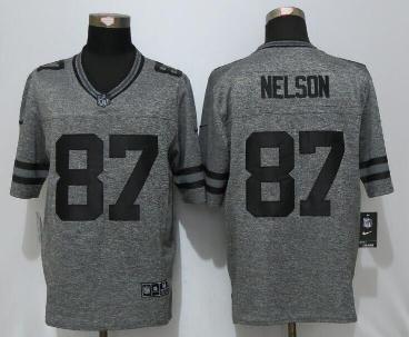 Mens Green Bay Packers #87 Jordy Nelson New Nike Gray NFL Stitched Gridiron Gray Fashion Limited Jersey