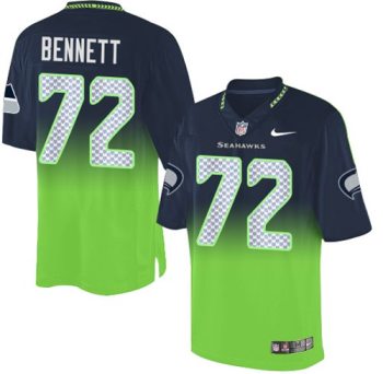 Nike Seahawks #72 Michael Bennett Steel Blue Green Men's Stitched NFL Elite Fadeaway Fashion Jersey