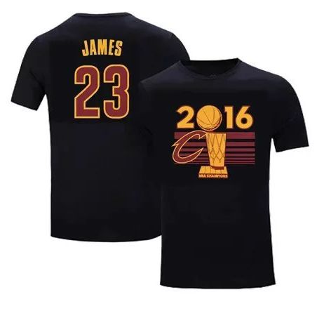 #23 Mens Cleveland Cavaliers LeBron James Adidas Heather Black 2016 NBA Finals Champions Name & Number T-Shirt
