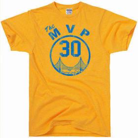 Mens Golden State Warriors Steph Stephan Curry #30 Glod MVP NBA Graphic Tee T Shirt