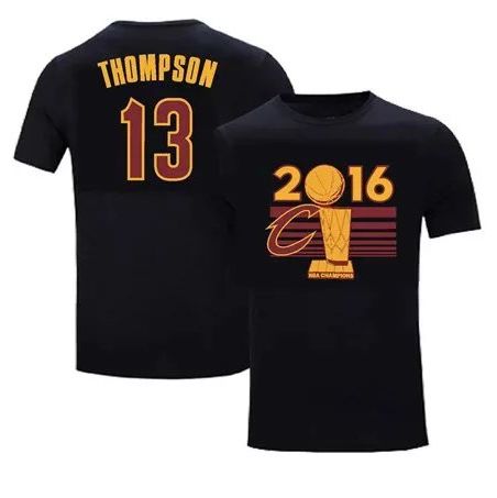 #13 Men's Cleveland Cavaliers Tristan Thompson Adidas Black 2016 NBA Finals Champions Name & Number T-Shirt