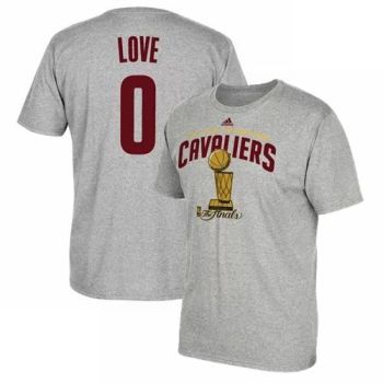 #0 Mens Cleveland Cavaliers Kevin Love Adidas Heather Gray 2016 NBA Finals Champions Name & Number T-Shirt