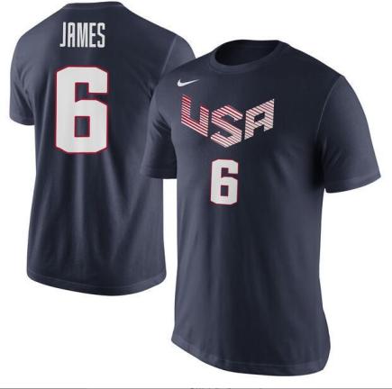 Men's USA Basketball LeBron James Nike Blue Name & Number T-Shirt