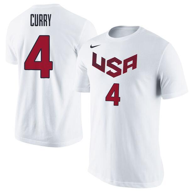 Men's USA Basketball Stephen Curry Nike White Name & Number T-Shirt