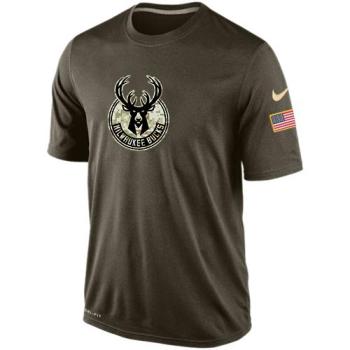 NBA Milwaukee Bucks Green Salute To Service Mens Nike Dri-FIT T-Shirt