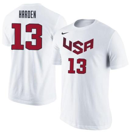 Men's USA Basketball James Harden Nike White Name & Number T-Shirt