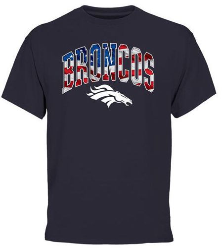 Men's Denver Broncos Pro Line Navy Banner Wave T-Shirt