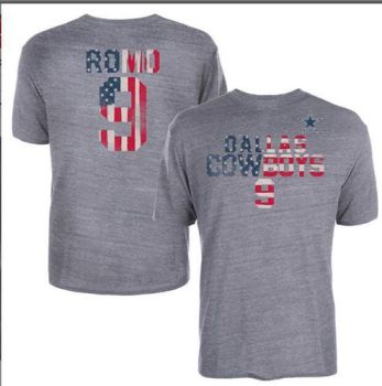 Men's Dallas Cowboys Tony Romo Gray True American Name & Number Tri-Blend T-Shirt