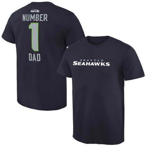 NFL Seattle Seahawks Mens Pro Line College Navy Number 1 Dad T-Shirt
