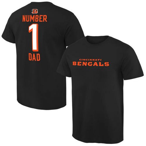 NFL Cincinnati Bengals Mens Pro Line Black Number 1 Dad T-Shirt
