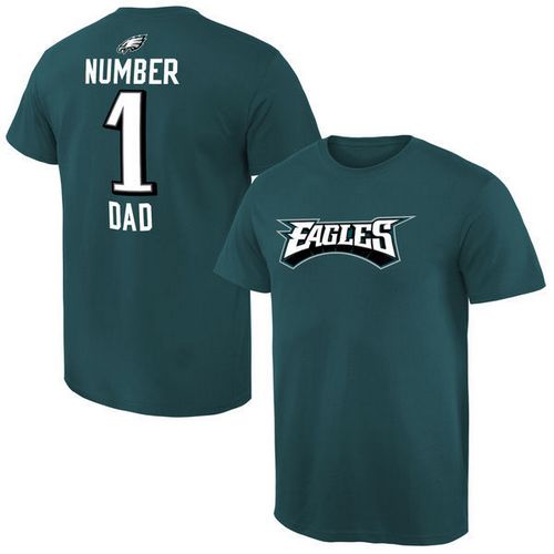 NFL Philadelphia Eagles Mens Pro Line Midnight Green Number 1 Dad T-Shirt