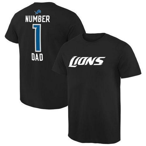 NFL Detroit Lions Mens Pro Line Black Number 1 Dad T-Shirt