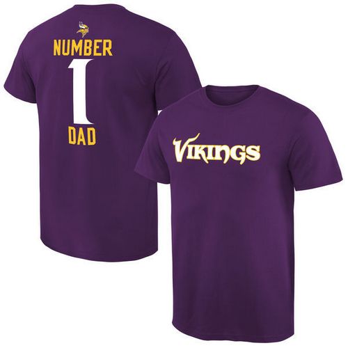 NFL Minnesota Vikings Mens Pro Line Purple Number 1 Dad T-Shirt