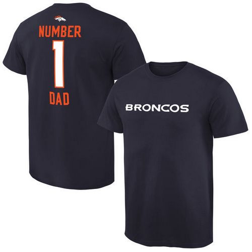 NFL Denver Broncos Mens Pro Line Navy Number 1 Dad T-Shirt