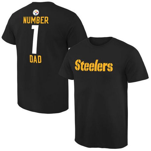 NFL Pittsburgh Steelers Mens Pro Line Black Number 1 Dad T-Shirt