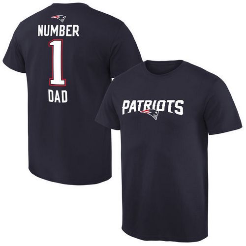 NFL New England Patriots Mens Pro Line Navy Number 1 Dad T-Shirt