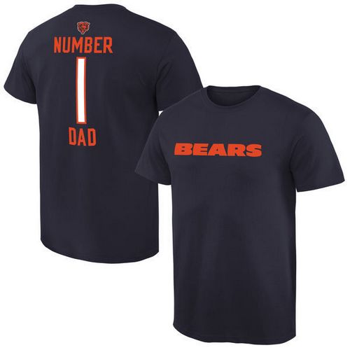 NFL Chicago Bears Mens Pro Line Navy Number 1 Dad T-Shirt