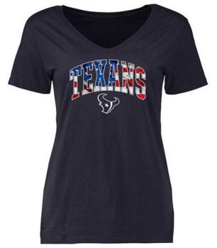 Womens Houston Texans Pro Line Navy Banner Wave Slim Fit V-Neck T-Shirt