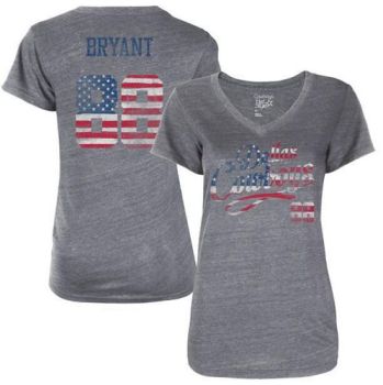 Womens Dallas Cowboys Dez Bryant Gray American Script Name & Number Tri-Blend T-Shirt
