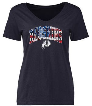 Womens Washington Redskins Pro Line Navy Banner Wave Slim Fit V-Neck T-Shirt