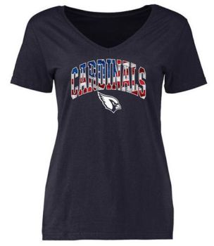 Womens Arizona Cardinals Pro Line Navy Banner Wave Slim Fit V-Neck T-Shirt