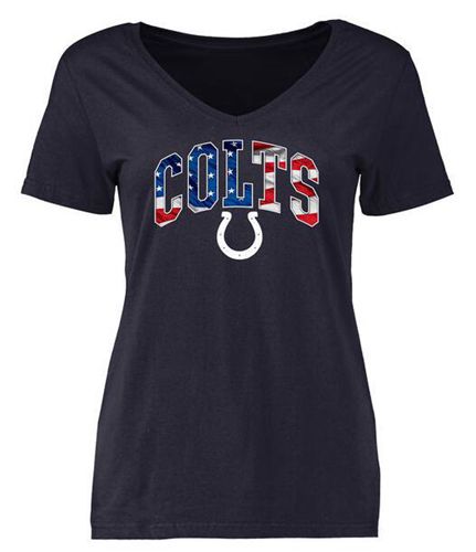 Womens Indianapolis Colts Pro Line Navy Banner Wave Slim Fit V-Neck T-Shirt