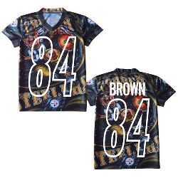 #84 NFL Pittsburgh Steelers Antonio Brown 3D Watermark Version Jersey Online Shopping