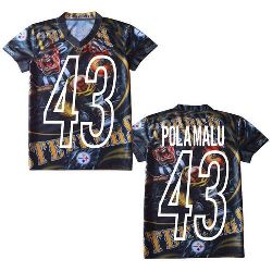 #43 NFL Pittsburgh Steelers Troy Polamalu 3D Watermark Version Jersey Online Shopping