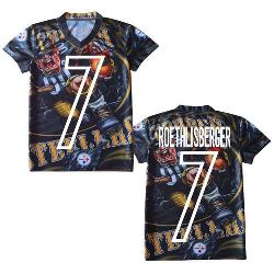 #7 NFL Pittsburgh Steelers Ben Roethlisberger 3D Watermark Version Jersey Online Shopping