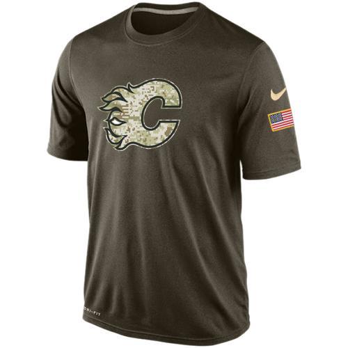 Mens Calgary Flames Green Salute To Service NHL Nike Dri-FIT T-Shirt