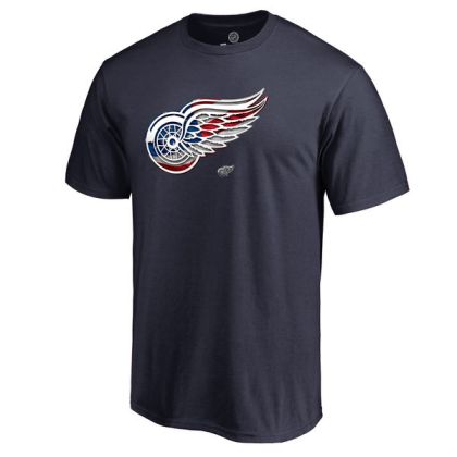 Mens Detroit Red Wings Navy Banner Wave NHL T-Shirt
