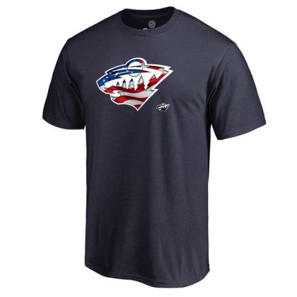 Mens Minnesota Wild Navy Banner Wave NHL T-Shirt