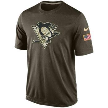 Mens Pittsburgh Penguins Green Salute To Service NHL Nike Dri-FIT T-Shirt