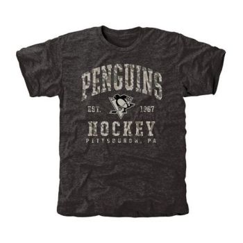 Mens Pittsburgh Penguins Black Camo Stack Tri-Blend NHL T-Shirt
